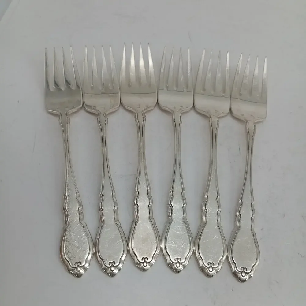 6X SF Rogers Oneida ALOUETTE Silverplate Salad Forks 1978